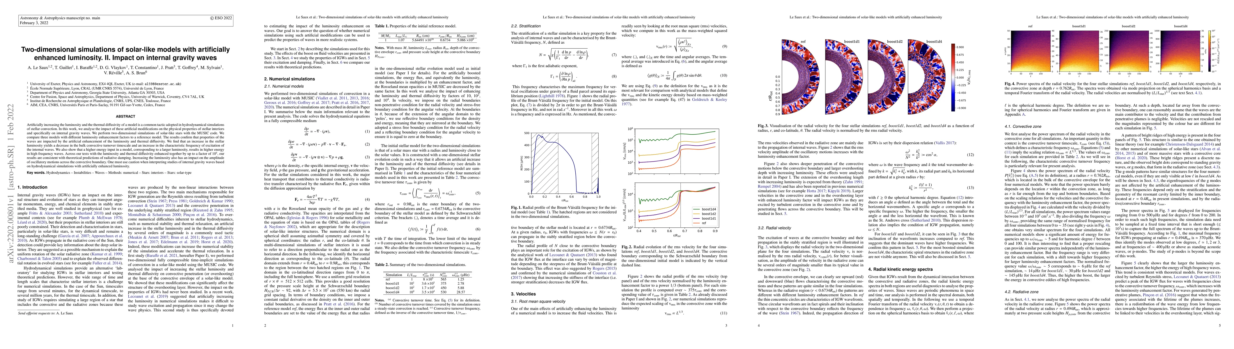 Thumbnail for Two-dimensional simulations of solar-like models with artificially
  enhanced luminosity. II. Impact on internal gravity waves