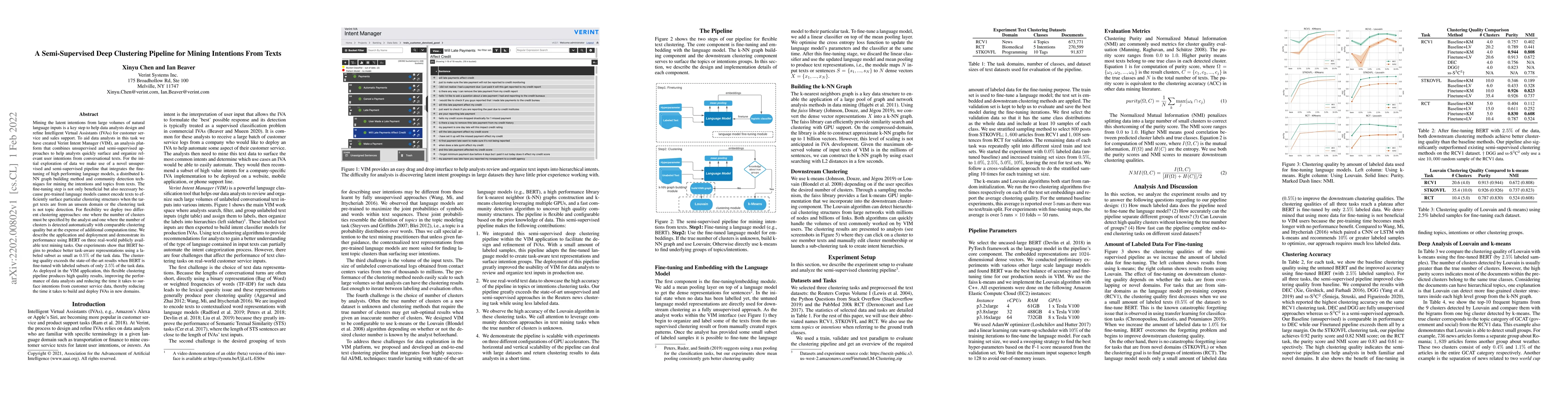 Thumbnail for A Semi-Supervised Deep Clustering Pipeline for Mining Intentions From
  Texts