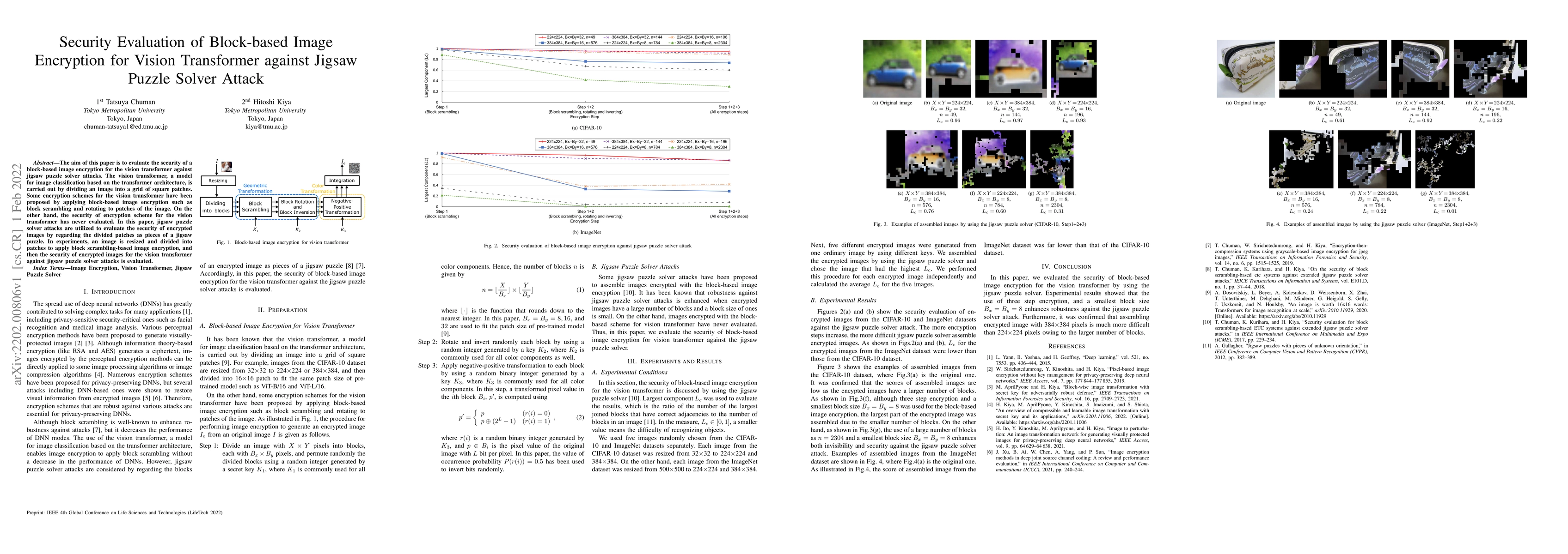 Thumbnail for Security Evaluation of Block-based Image Encryption for Vision
  Transformer against Jigsaw Puzzle Solver Attack