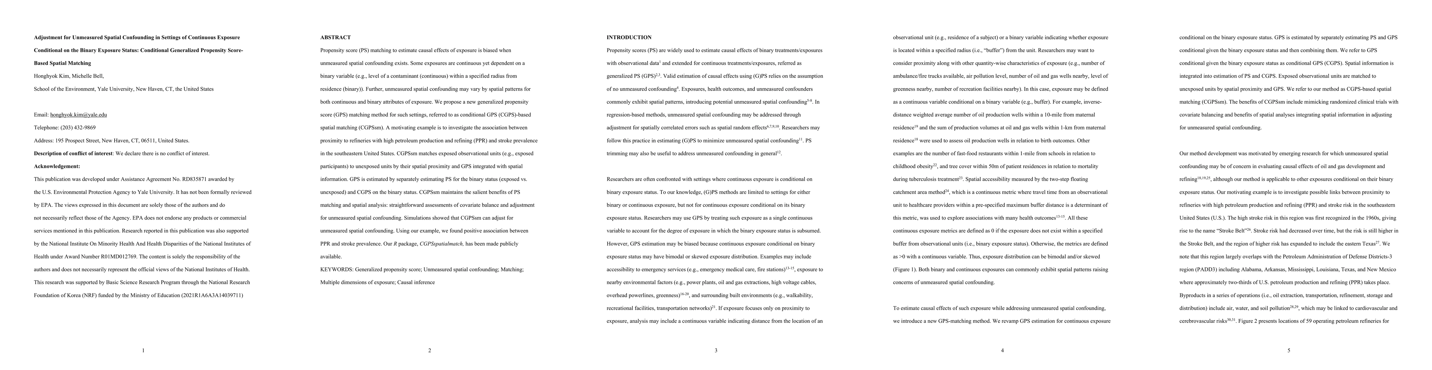 Thumbnail for Adjustment for Unmeasured Spatial Confounding in Settings of Continuous
  Exposure Conditional on the Binary Exposure Status: Conditional Generalized
  Propensity Score-Based Spatial Matching