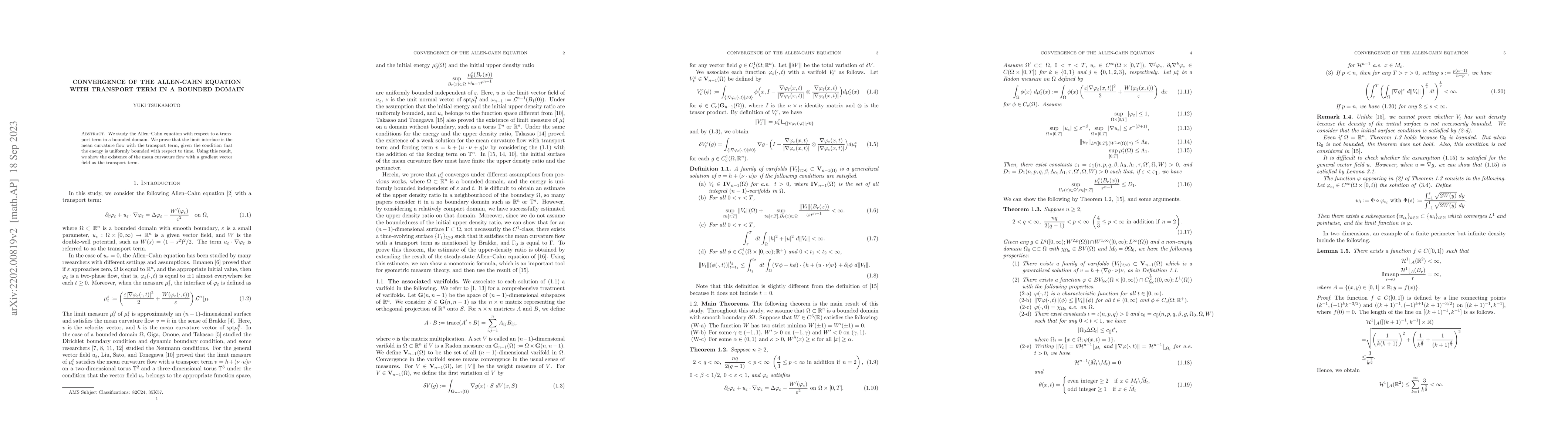 Thumbnail for Convergence of the Allen-Cahn equation with transport term in a bounded
  domain