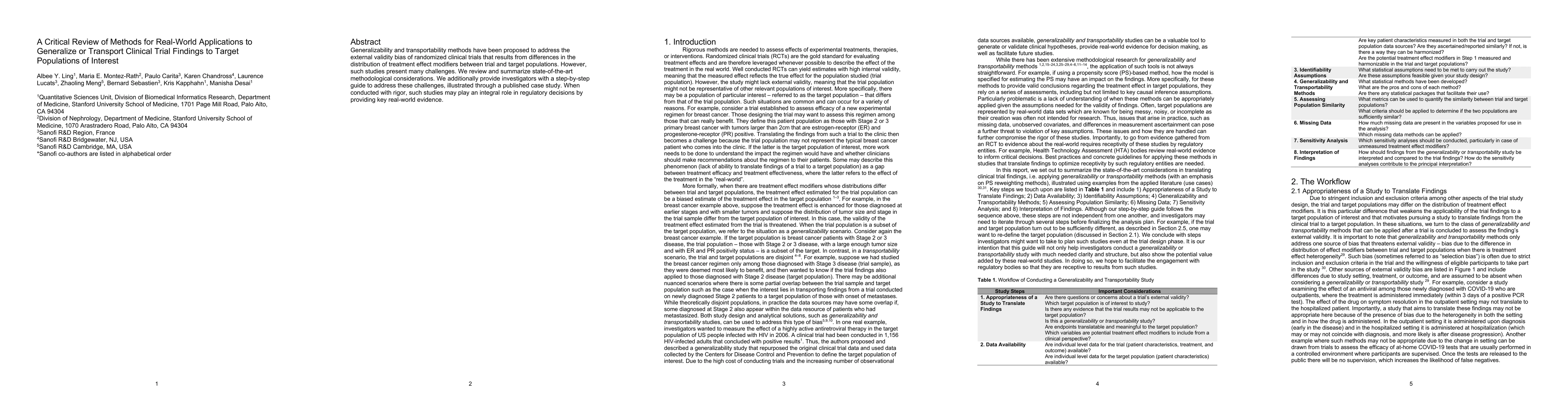 Thumbnail for A Critical Review of Methods for Real-World Applications to Generalize
  or Transport Clinical Trial Findings to Target Populations of Interest