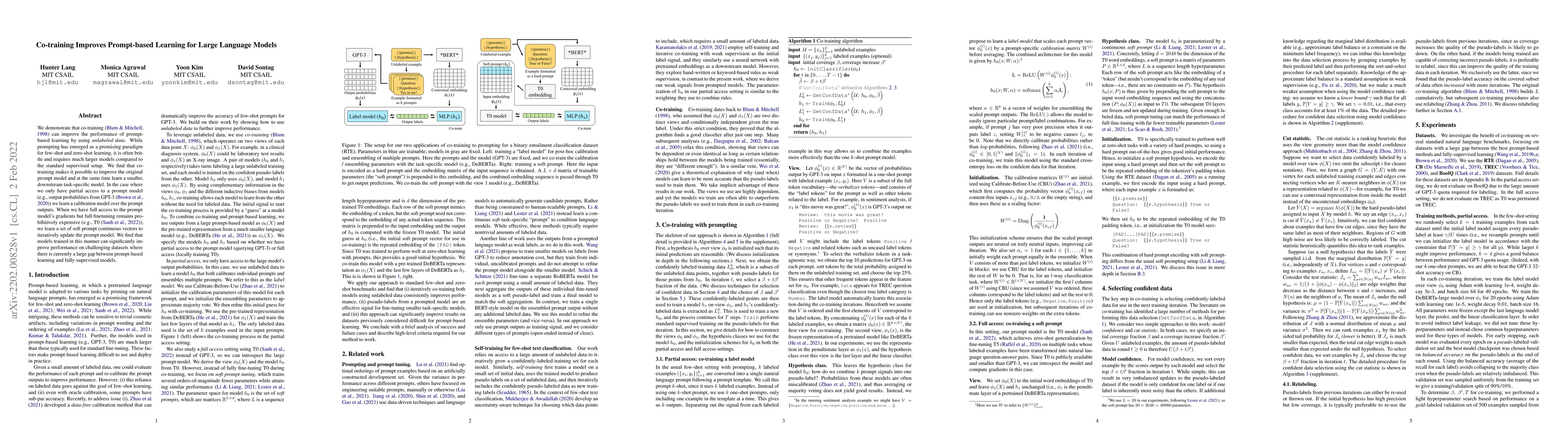 Thumbnail for Co-training Improves Prompt-based Learning for Large Language Models