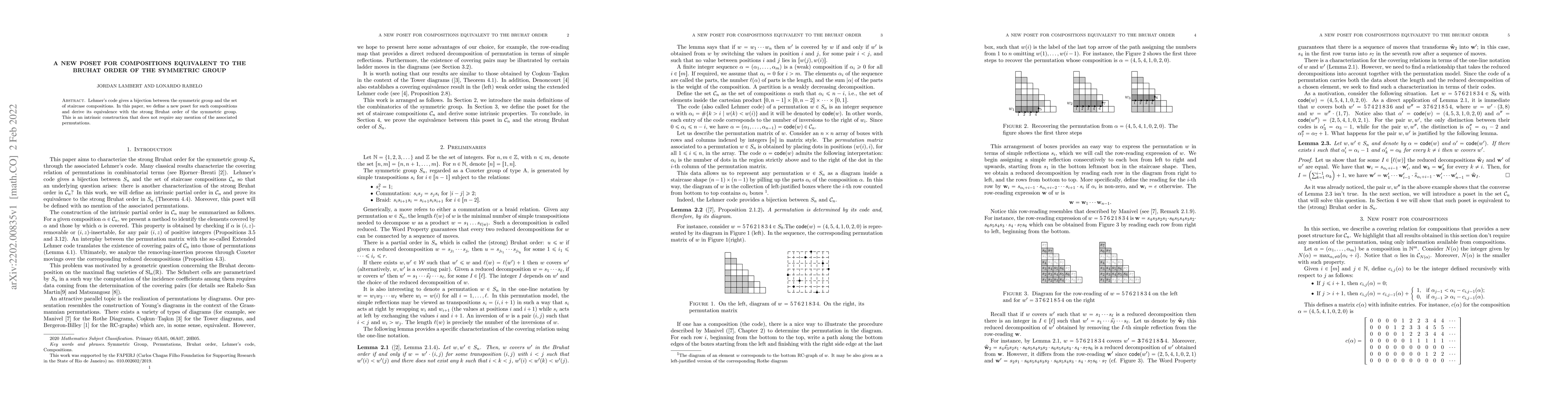 Thumbnail for A new poset for compositions equivalent to the Bruhat order of the
  symmetric group
