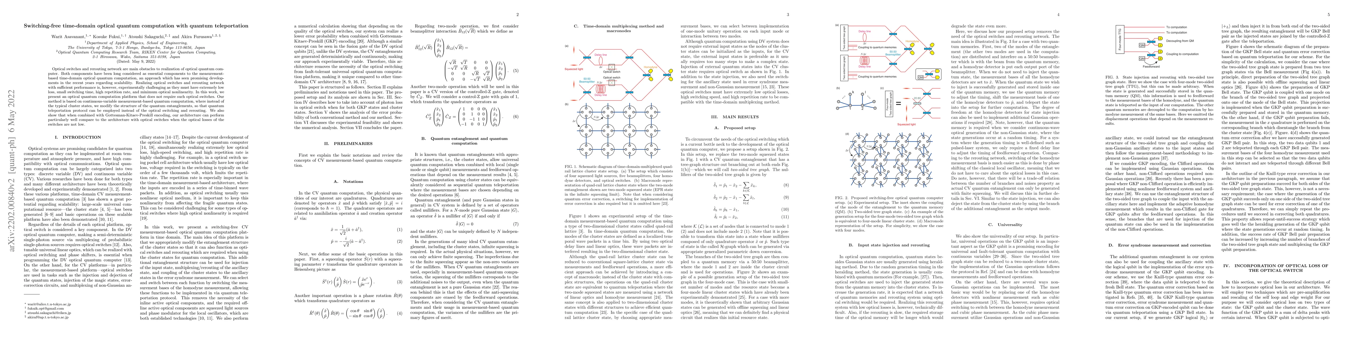 Thumbnail for Switching-free time-domain optical quantum computation with quantum
  teleportation