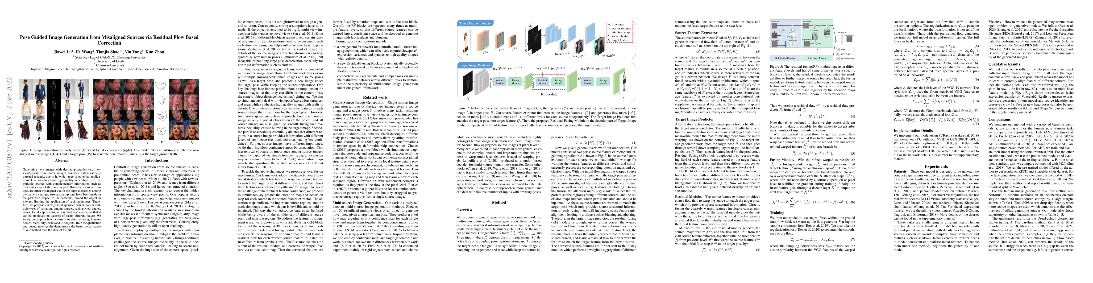 Thumbnail for Pose Guided Image Generation from Misaligned Sources via Residual Flow
  Based Correction