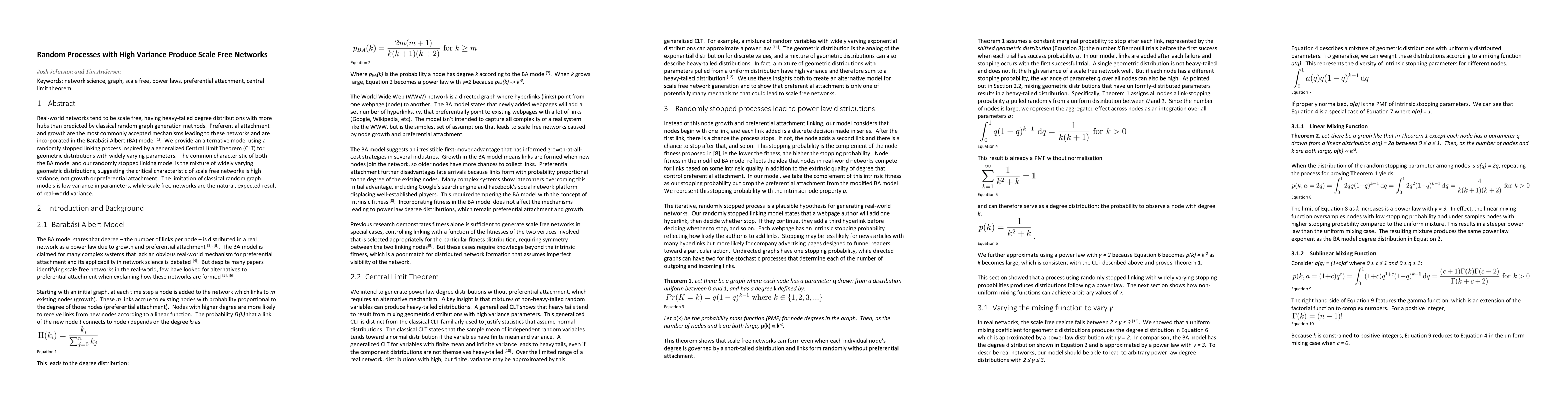 Thumbnail for Random Processes with High Variance Produce Scale Free Networks