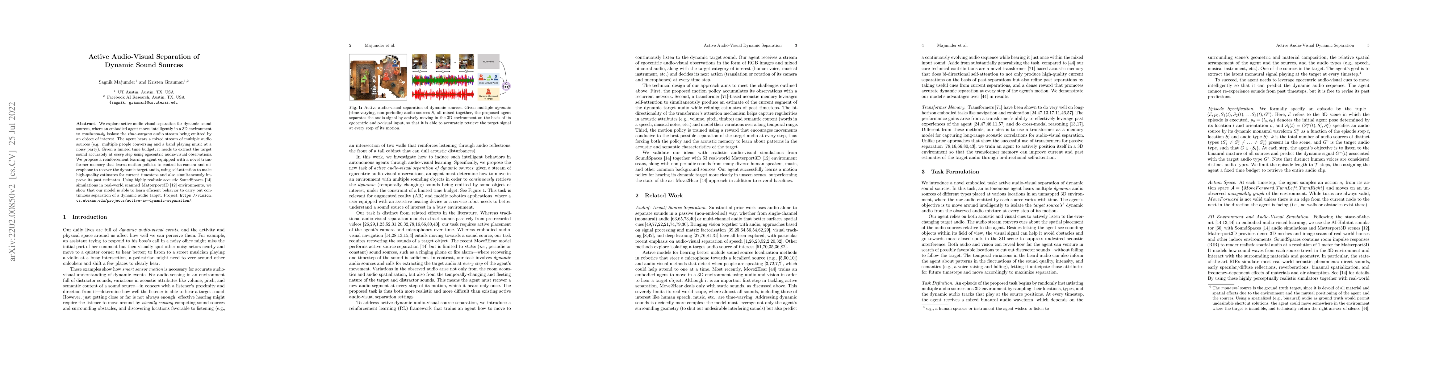Thumbnail for Active Audio-Visual Separation of Dynamic Sound Sources