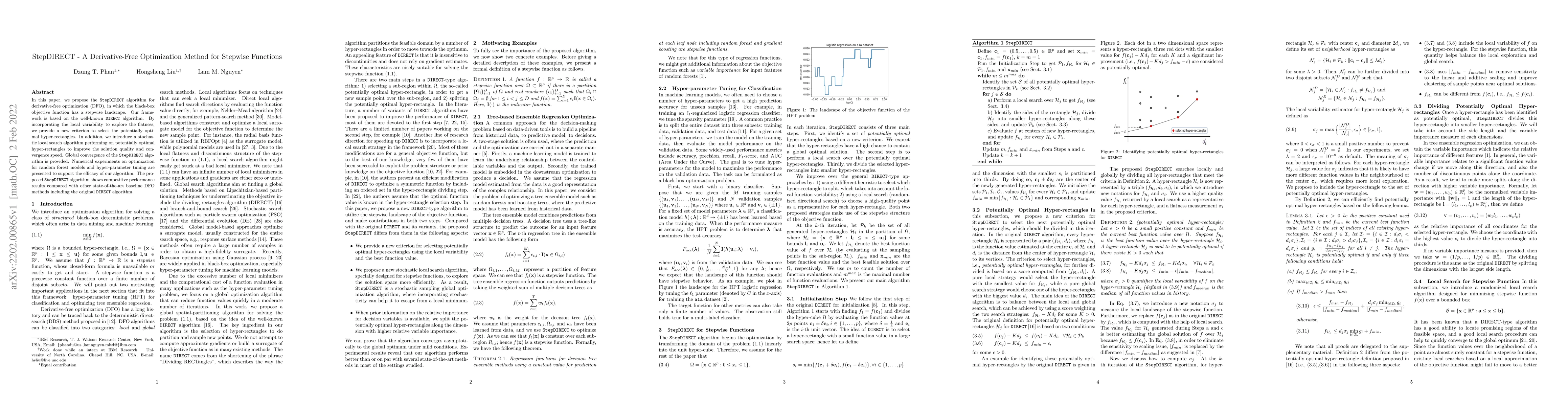 Thumbnail for StepDIRECT -- A Derivative-Free Optimization Method for Stepwise
  Functions