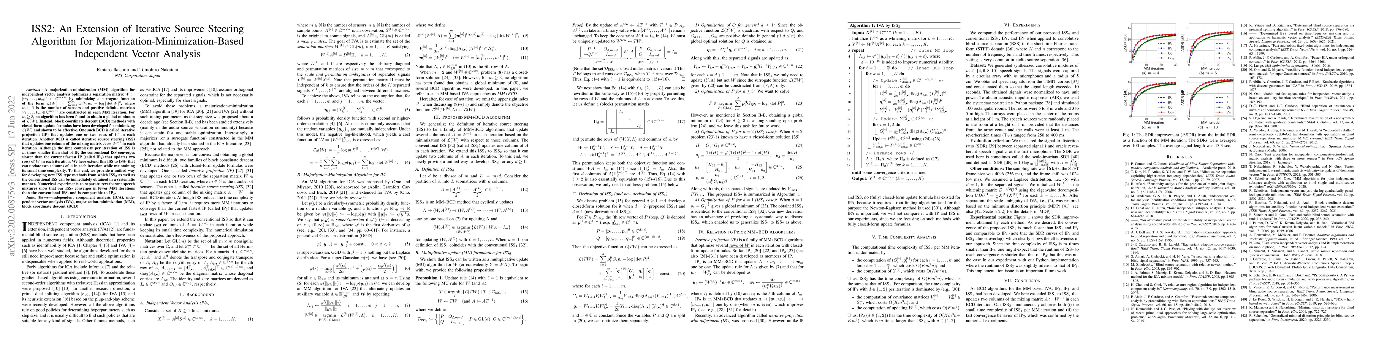 Thumbnail for ISS2: An Extension of Iterative Source Steering Algorithm for
  Majorization-Minimization-Based Independent Vector Analysis