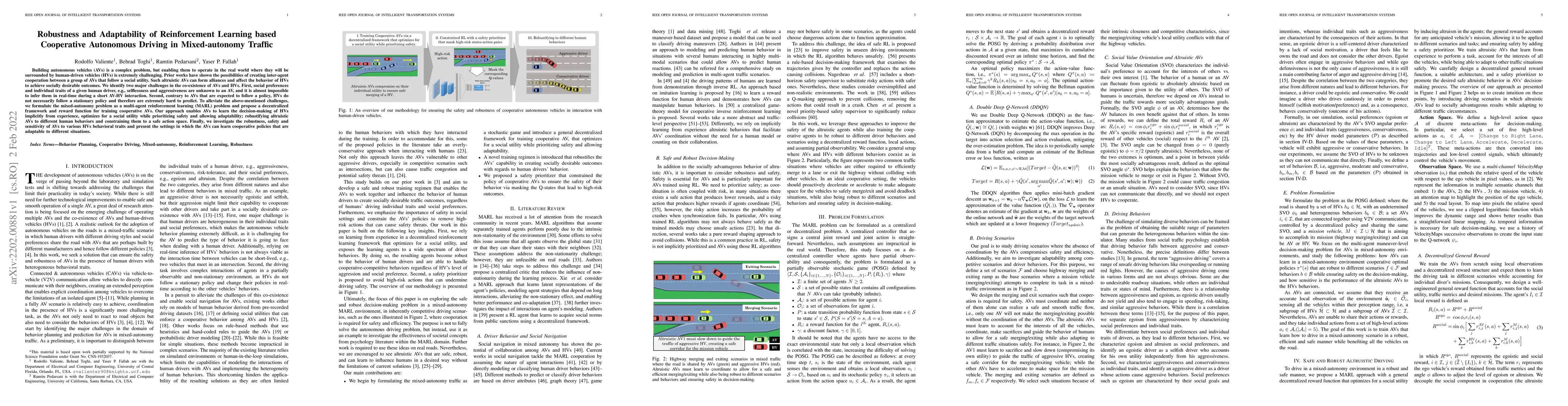 Thumbnail for Robustness and Adaptability of Reinforcement Learning based Cooperative
  Autonomous Driving in Mixed-autonomy Traffic