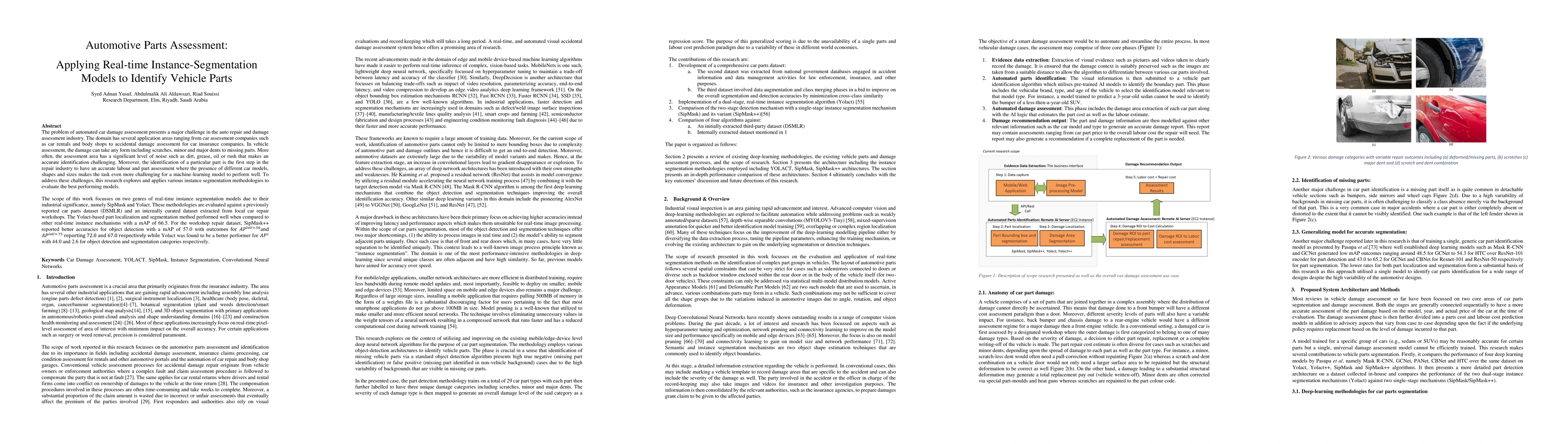 Thumbnail for Automotive Parts Assessment: Applying Real-time Instance-Segmentation
  Models to Identify Vehicle Parts