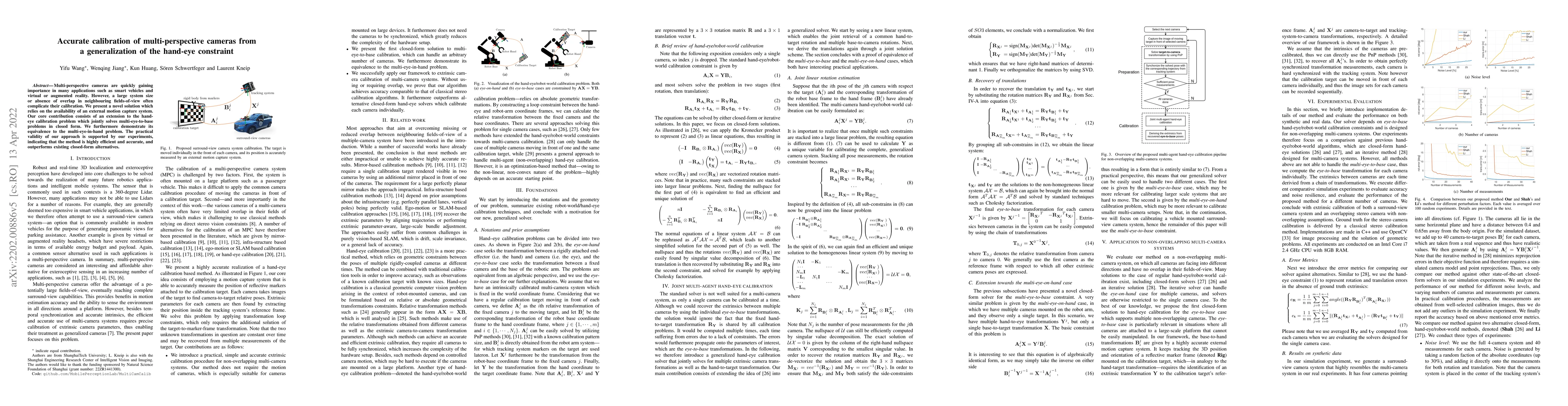 Thumbnail for Accurate calibration of multi-perspective cameras from a generalization
  of the hand-eye constraint