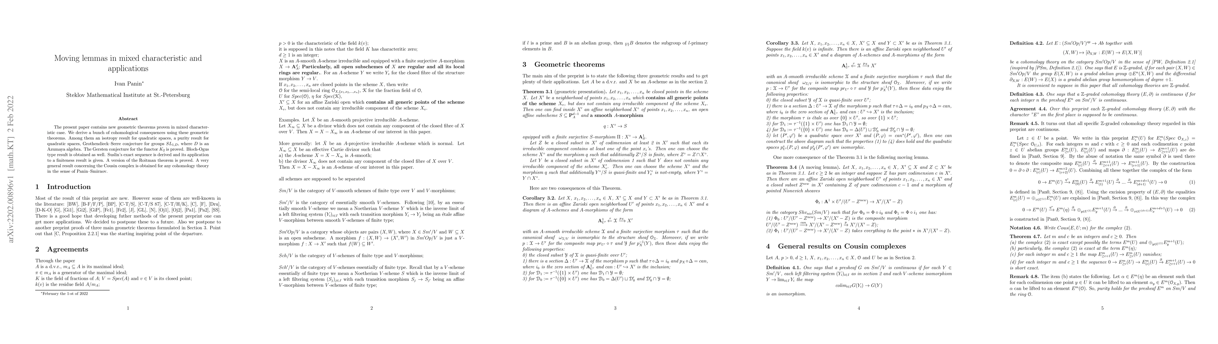 Thumbnail for Moving lemmas in mixed characteristic and applications