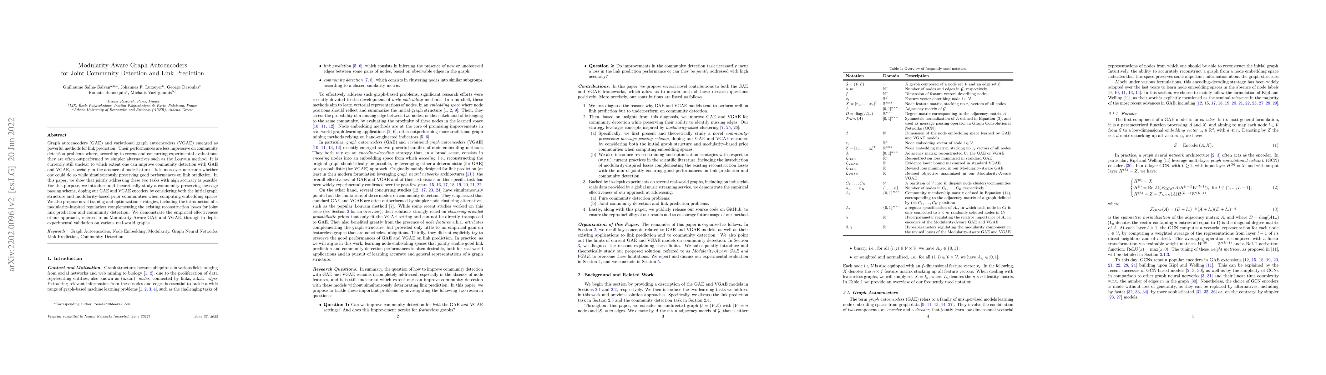 Thumbnail for Modularity-Aware Graph Autoencoders for Joint Community Detection and
  Link Prediction