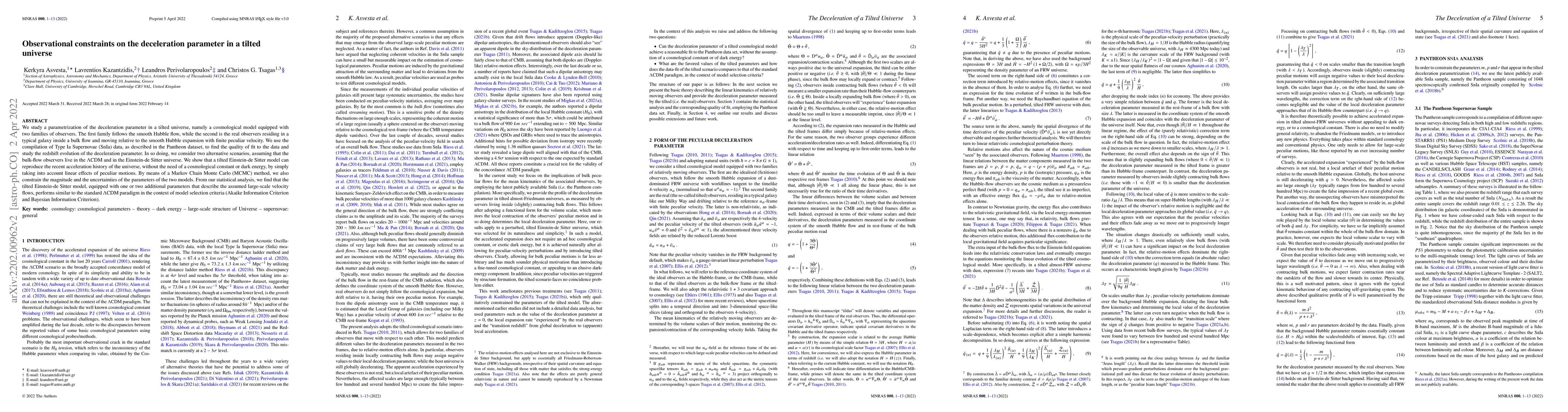 Thumbnail for Observational constraints on the deceleration parameter in a tilted
  universe