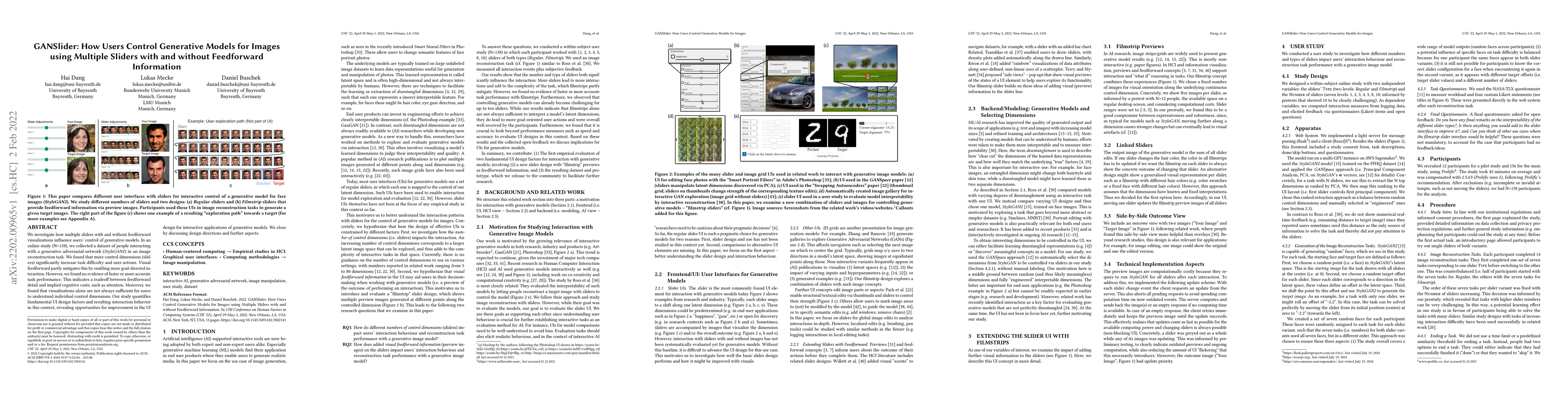 Thumbnail for GANSlider: How Users Control Generative Models for Images using Multiple
  Sliders with and without Feedforward Information