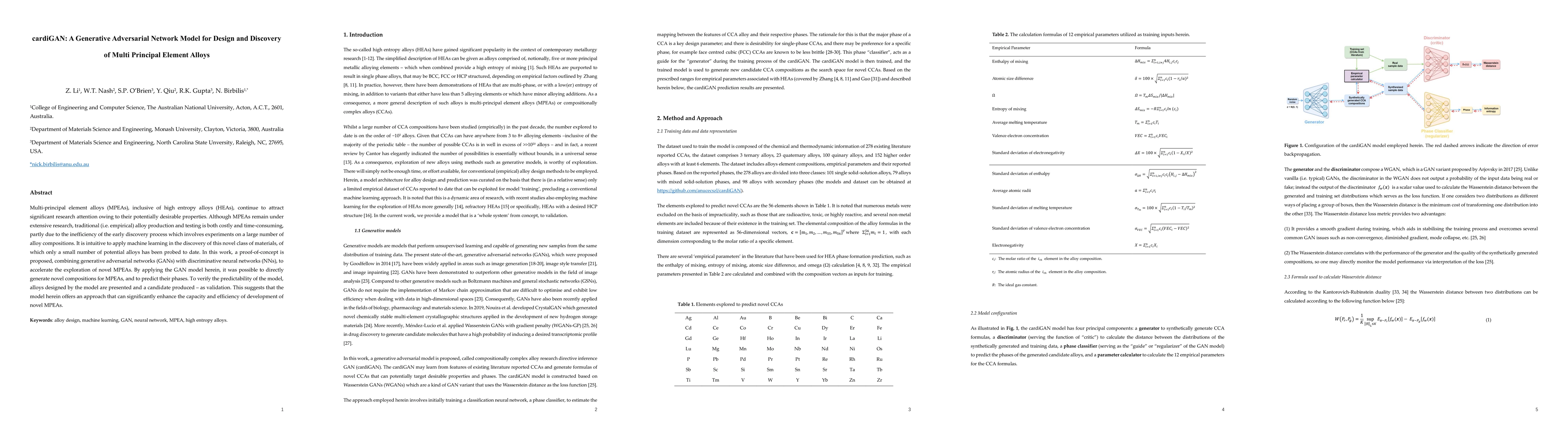 Thumbnail for cardiGAN: A Generative Adversarial Network Model for Design and
  Discovery of Multi Principal Element Alloys
