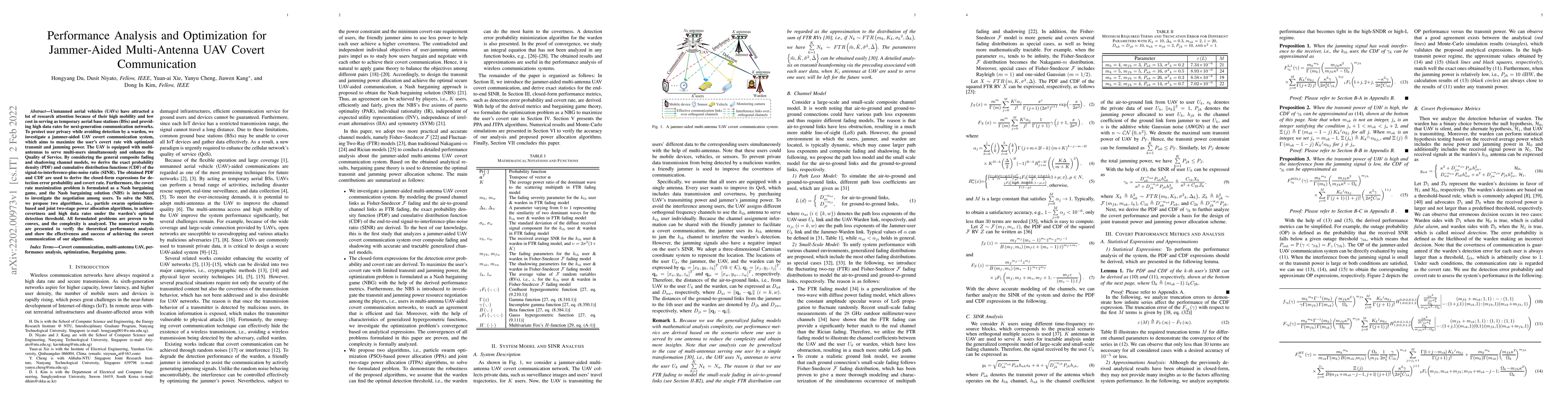 Thumbnail for Performance Analysis and Optimization for Jammer-Aided Multi-Antenna UAV
  Covert Communication