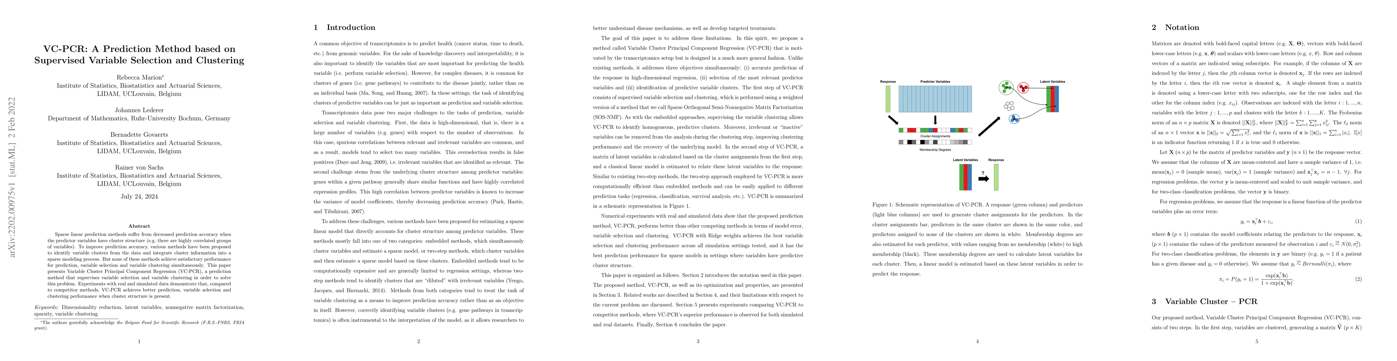 Thumbnail for VC-PCR: A Prediction Method based on Supervised Variable Selection and
  Clustering