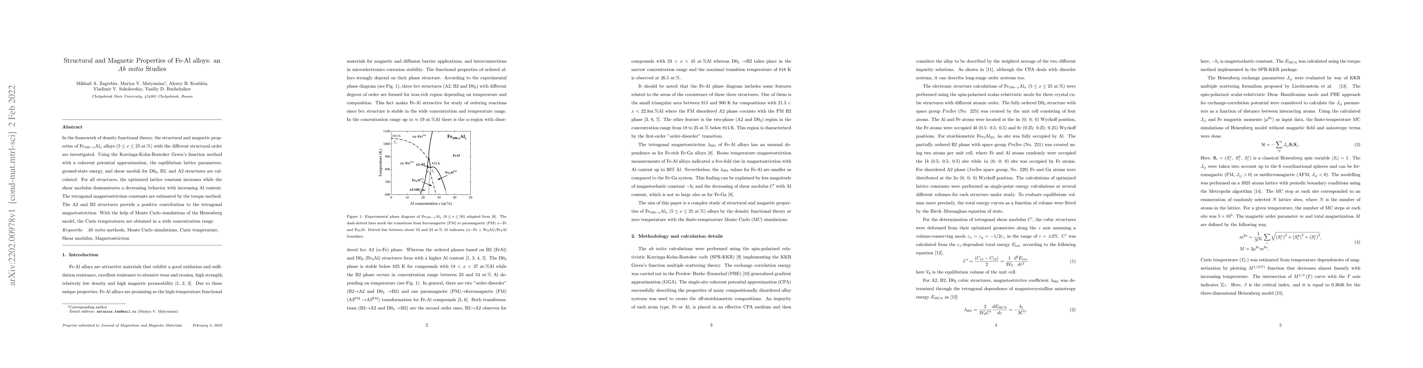 Thumbnail for Structural and Magnetic Properties of Fe-Al alloys: an Ab initio Studies
