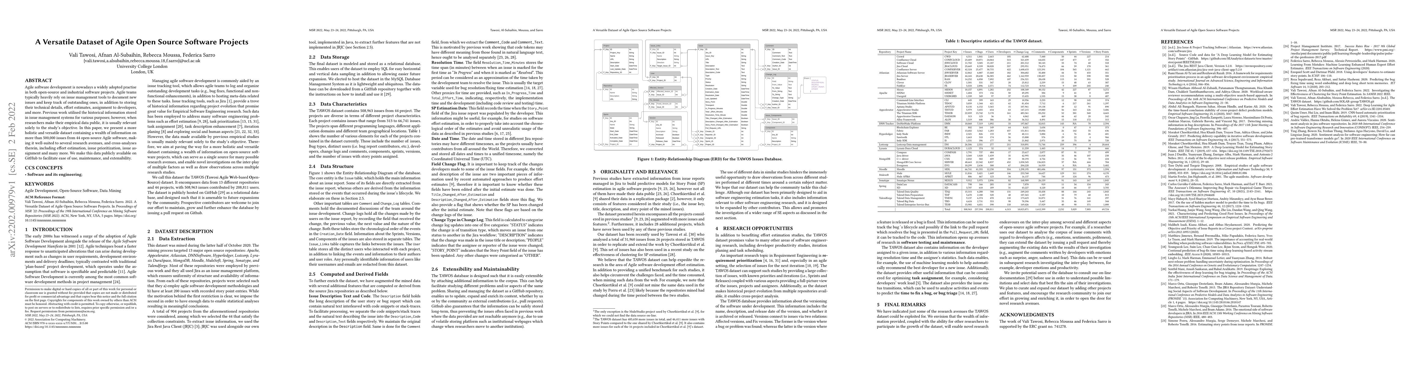 Thumbnail for A Versatile Dataset of Agile Open Source Software Projects