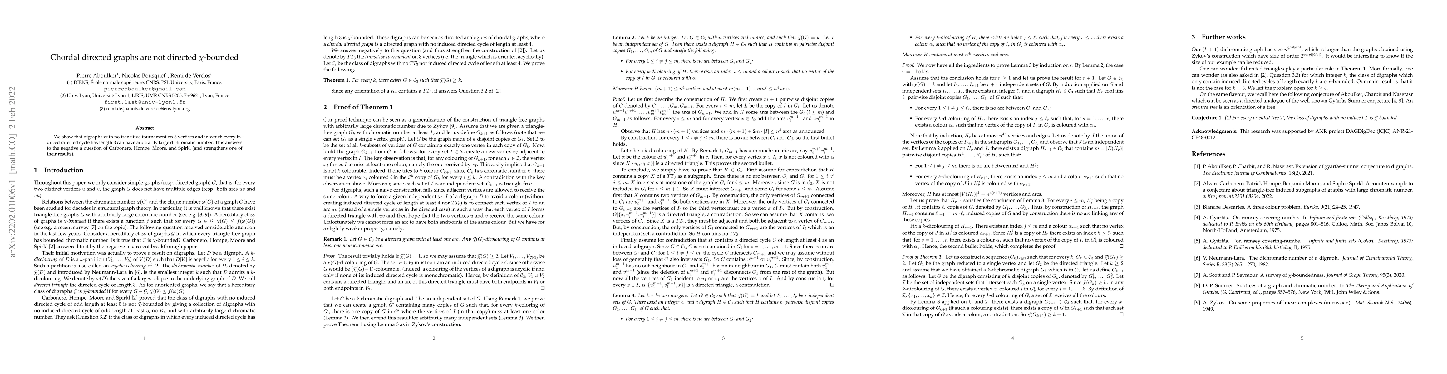 Thumbnail for Chordal directed graphs are not $\chi$-bounded