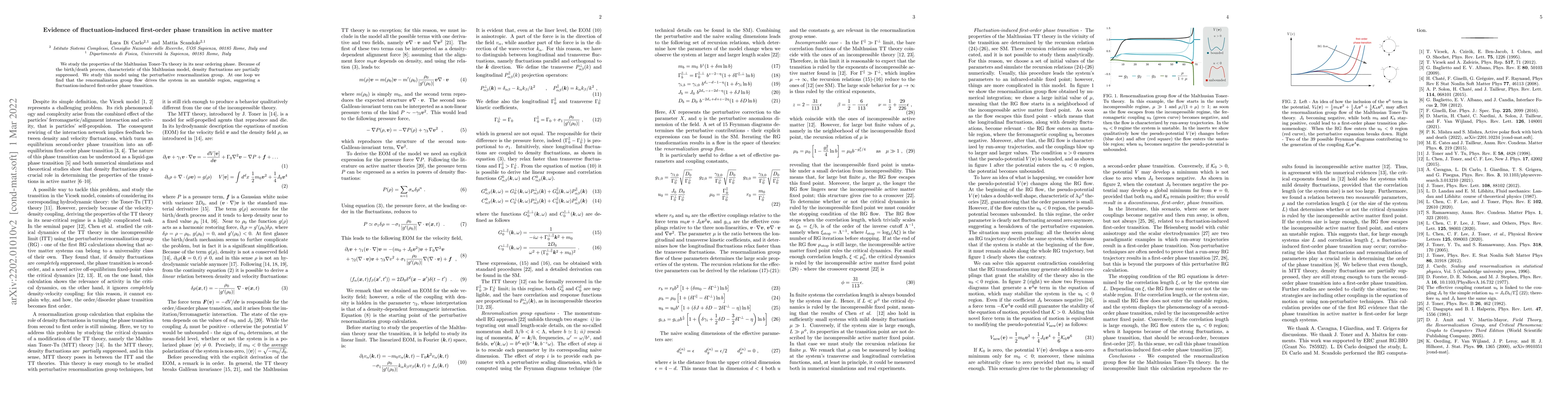 Thumbnail for Evidence of fluctuation-induced first-order phase transition in active
  matter
