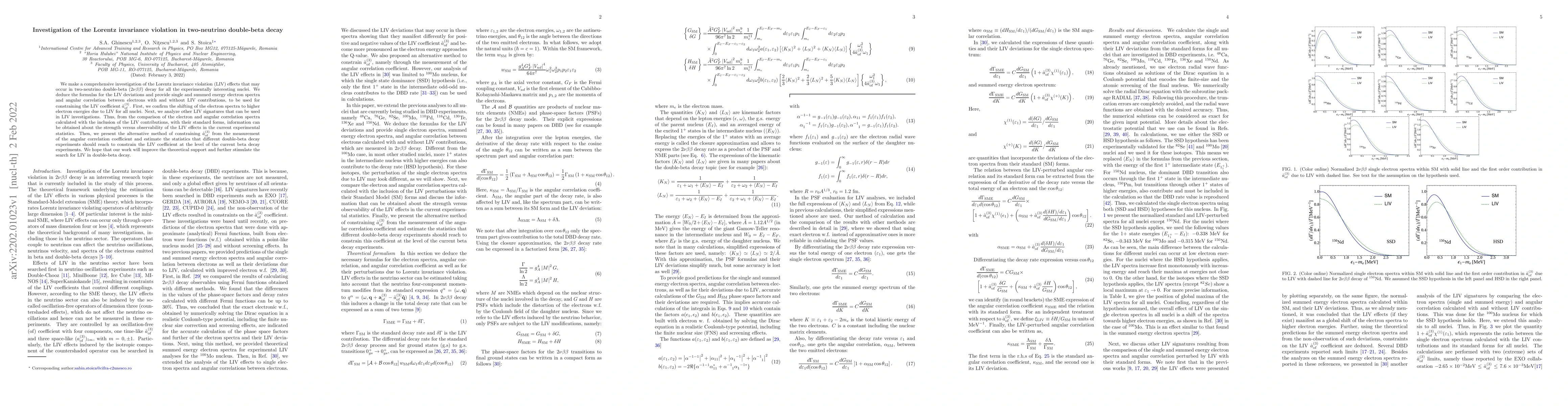 Thumbnail for Investigation of the Lorentz invariance violation in two-neutrino
  double-beta decay