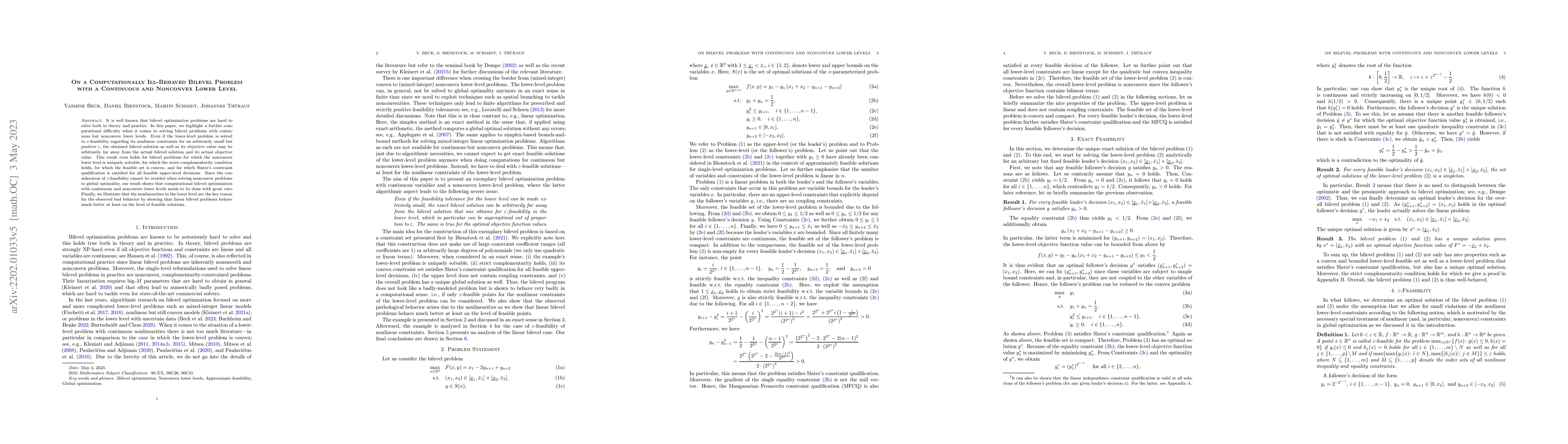 Thumbnail for On a Computationally Ill-Behaved Bilevel Problem with a Continuous and
  Nonconvex Lower Level