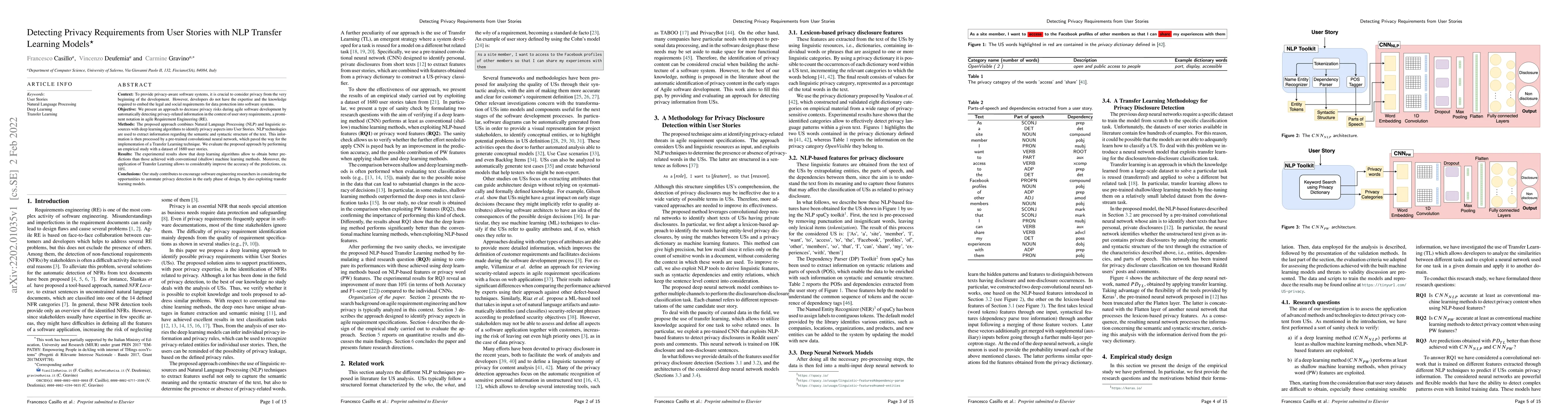 Thumbnail for Detecting Privacy Requirements from User Stories with NLP Transfer
  Learning Models