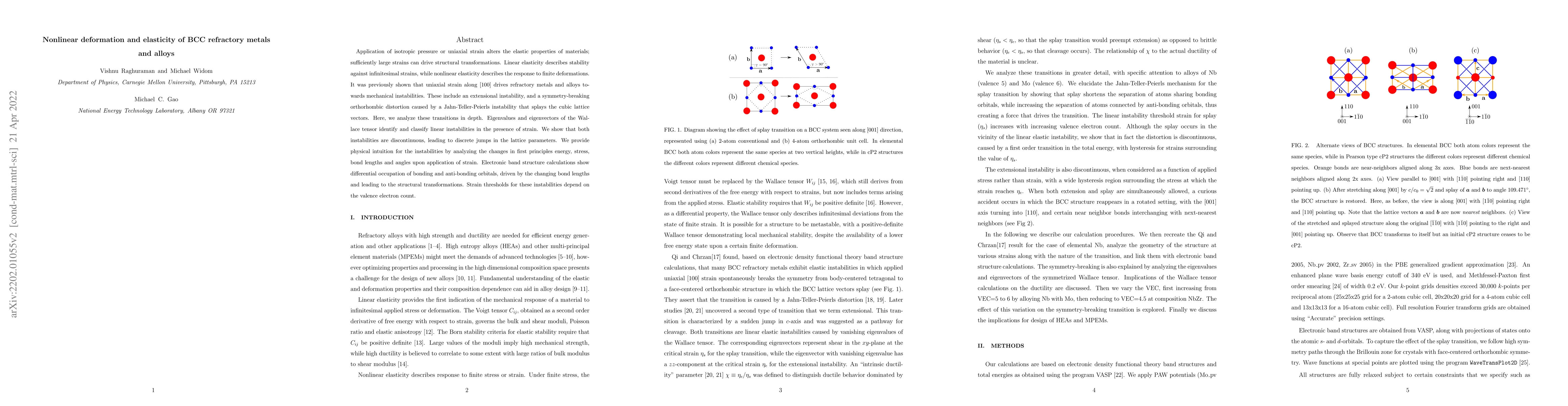 Thumbnail for Nonlinear deformation and elasticity of BCC refractory metals and alloys