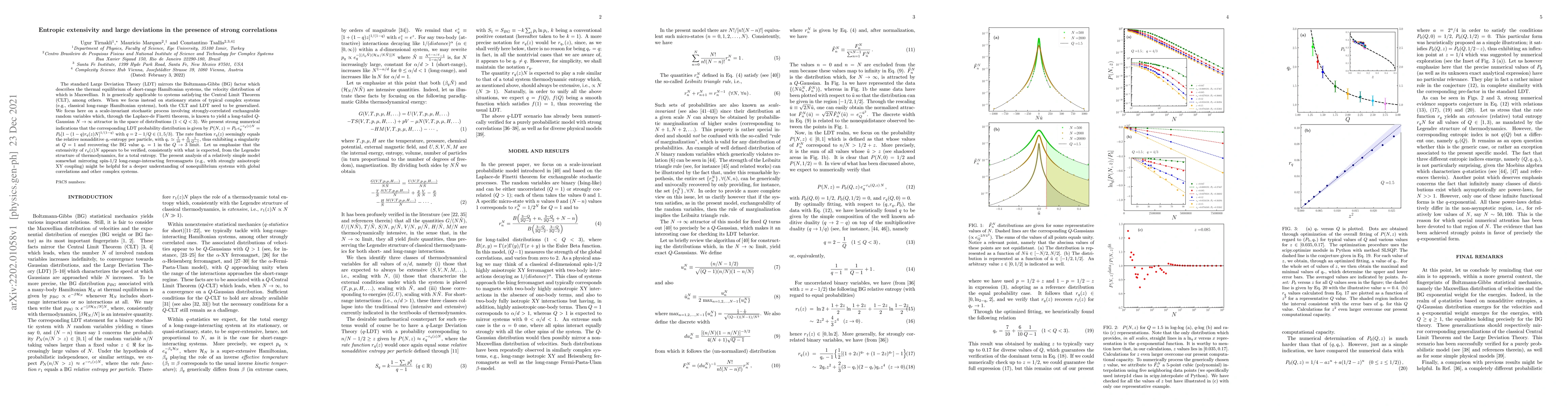 Thumbnail for Entropic extensivity and large deviations in the presence of strong
  correlations
