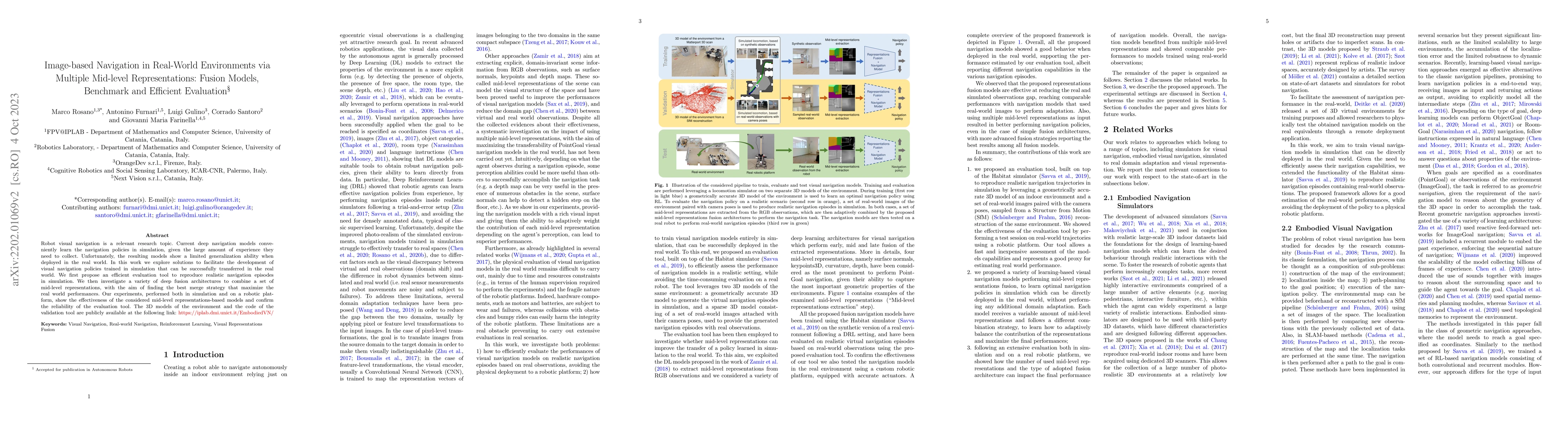 Thumbnail for Image-based Navigation in Real-World Environments via Multiple Mid-level
  Representations: Fusion Models, Benchmark and Efficient Evaluation
