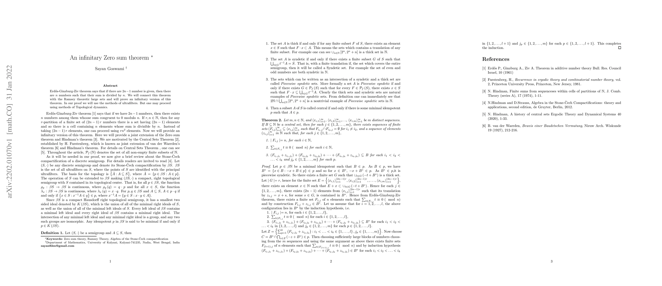 Thumbnail for An infinitary Zero sum theorem