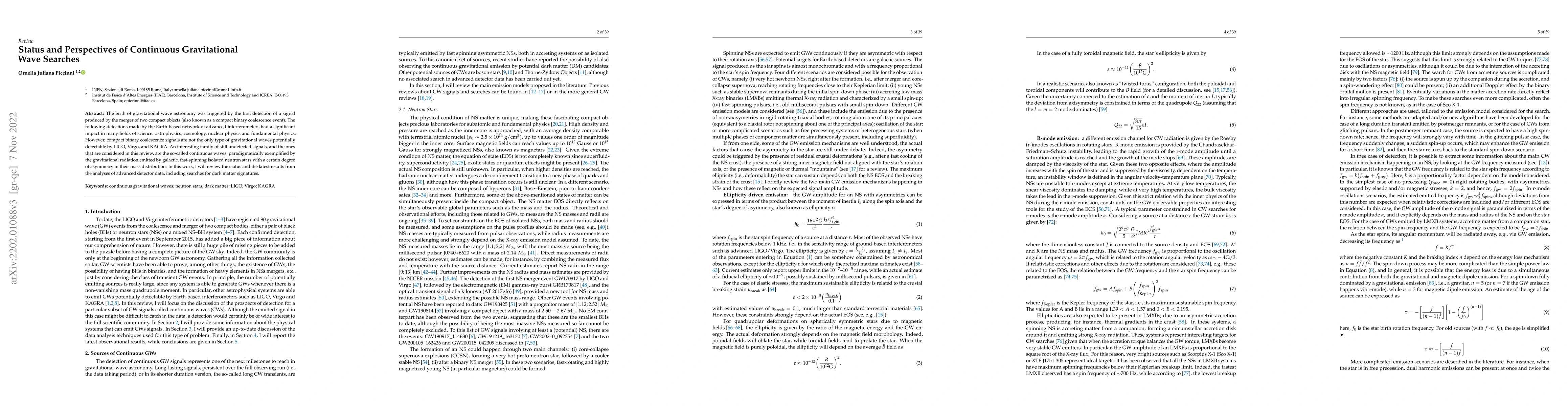 Thumbnail for Status and perspectives of Continuous Gravitational Wave searches