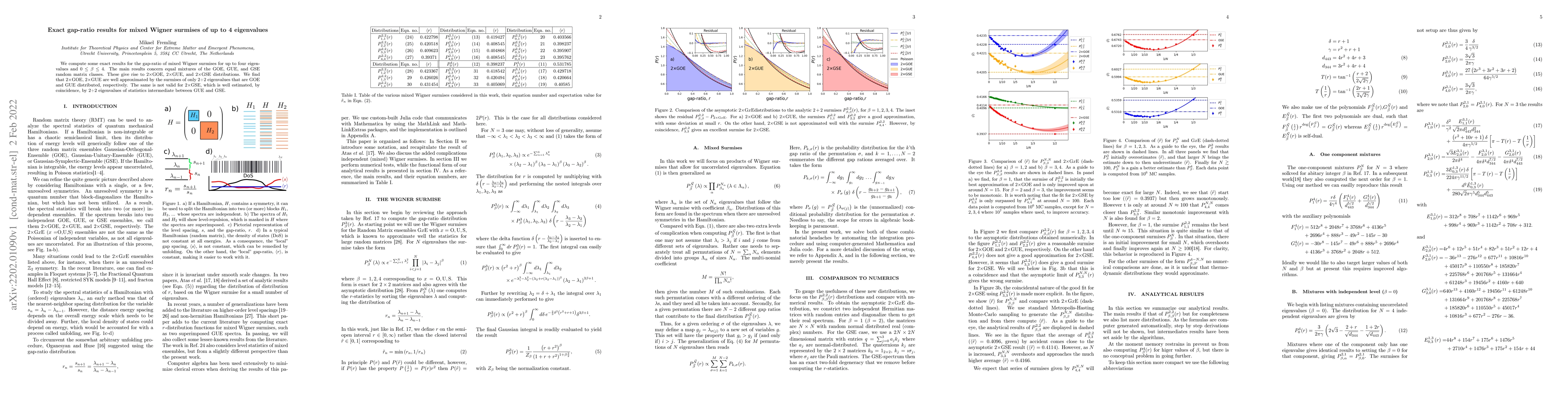 Thumbnail for Exact gap-ratio results for mixed Wigner surmises of up to 4 eigenvalues