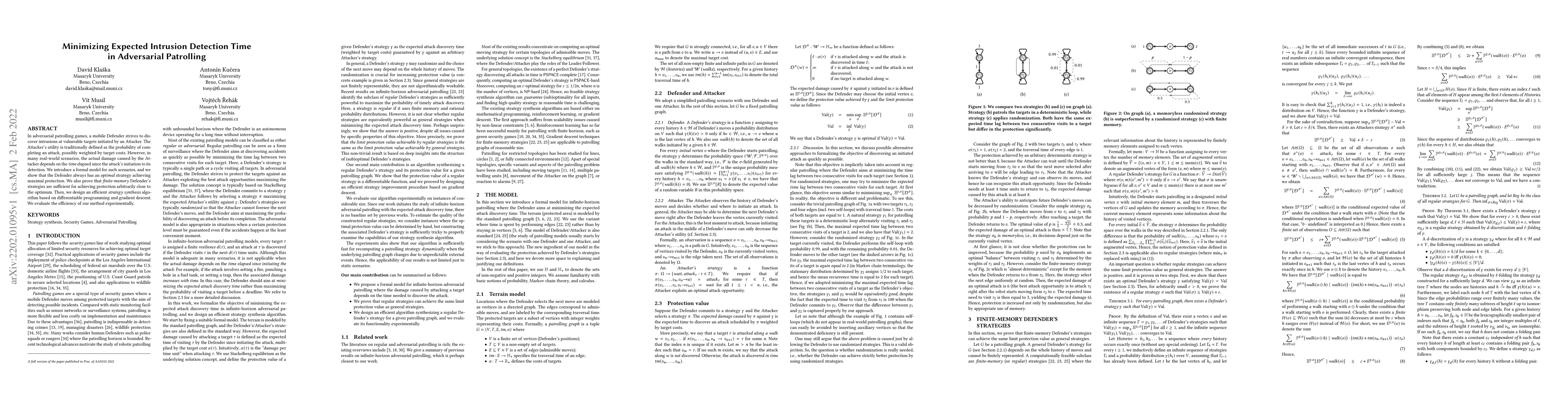 Thumbnail for Minimizing Expected Intrusion Detection Time in Adversarial Patrolling