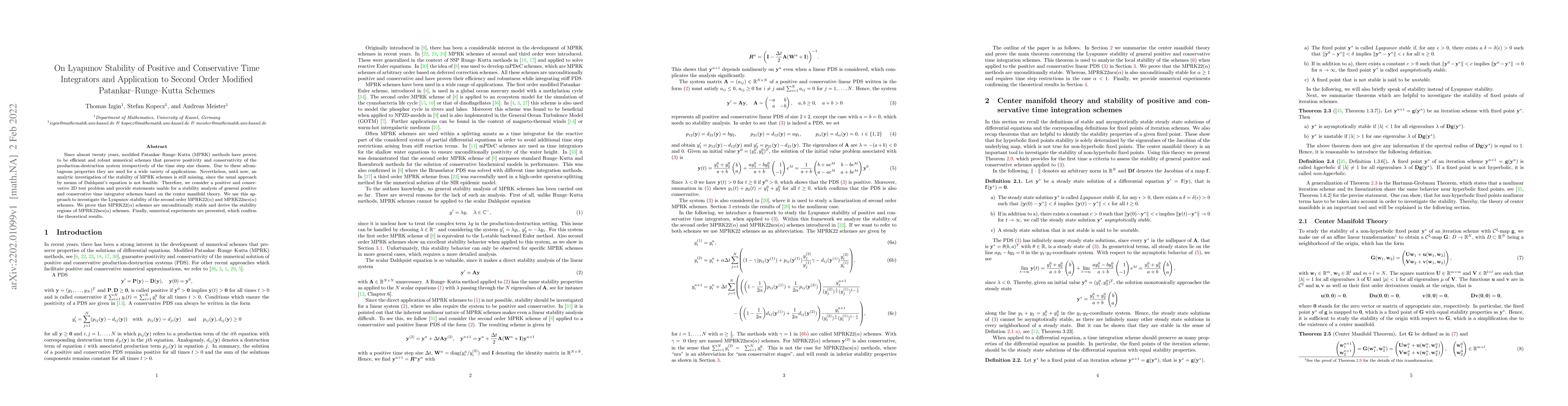 Thumbnail for On Lyapunov Stability of Positive and Conservative Time Integrators and
  Application to Second Order Modified Patankar--Runge--Kutta Schemes