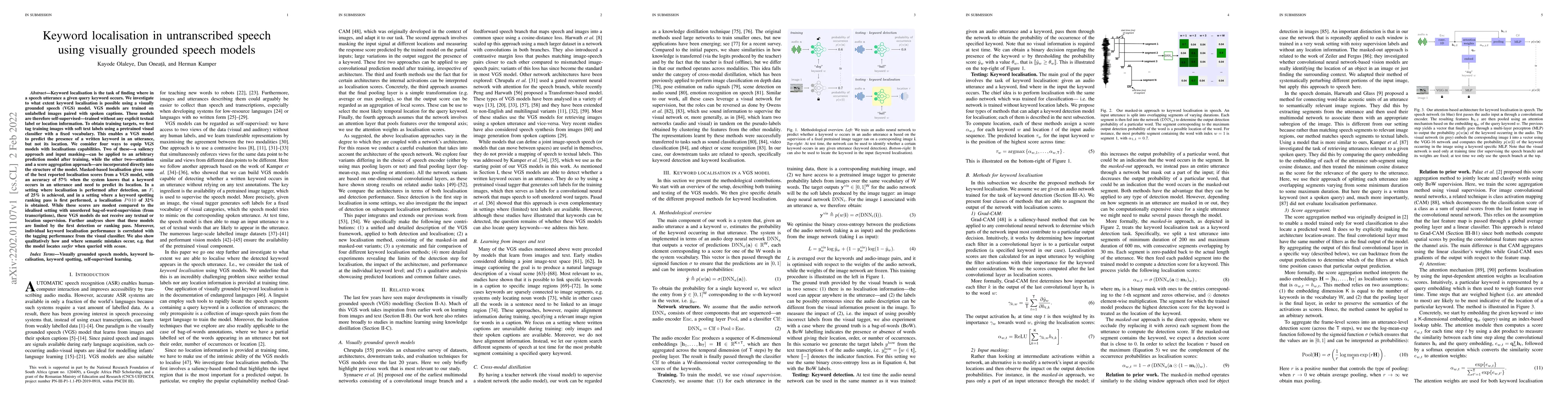 Thumbnail for Keyword localisation in untranscribed speech using visually grounded
  speech models