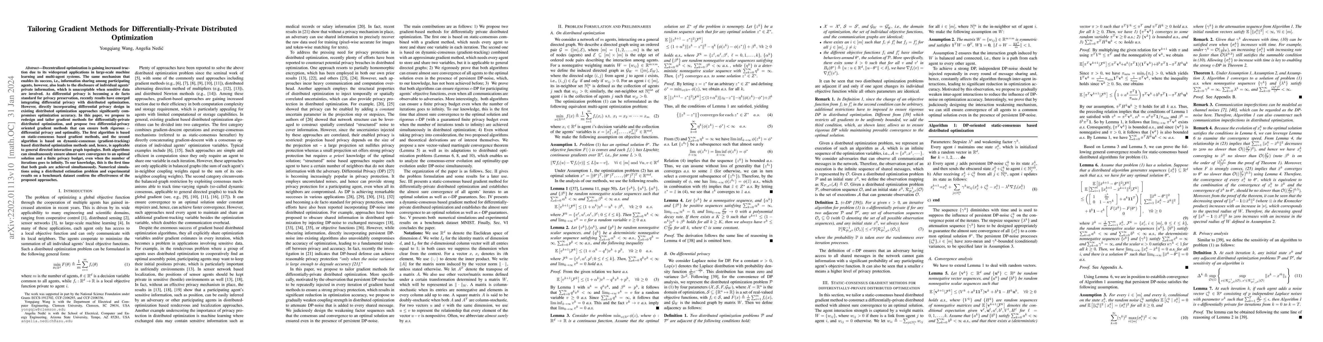 Thumbnail for Tailoring Gradient Methods for Differentially-Private Distributed
  Optimization