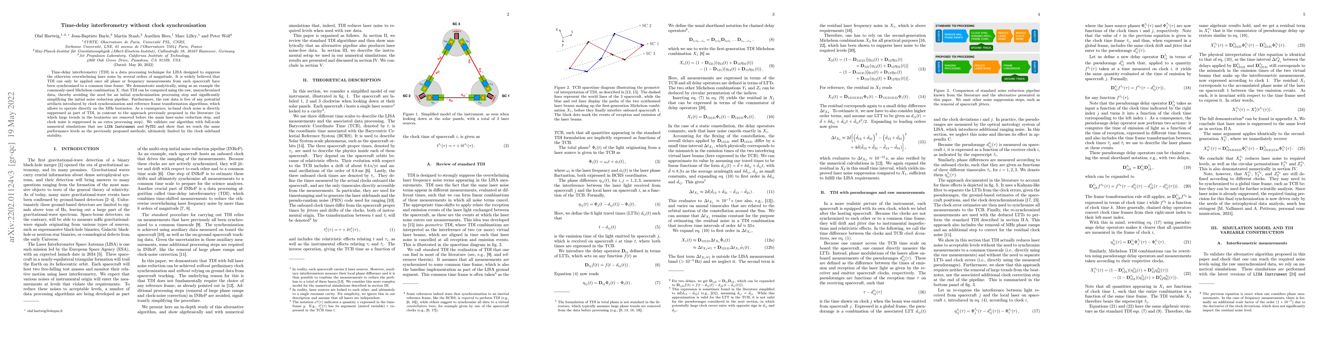 Thumbnail for Time delay interferometry without clock synchronisation