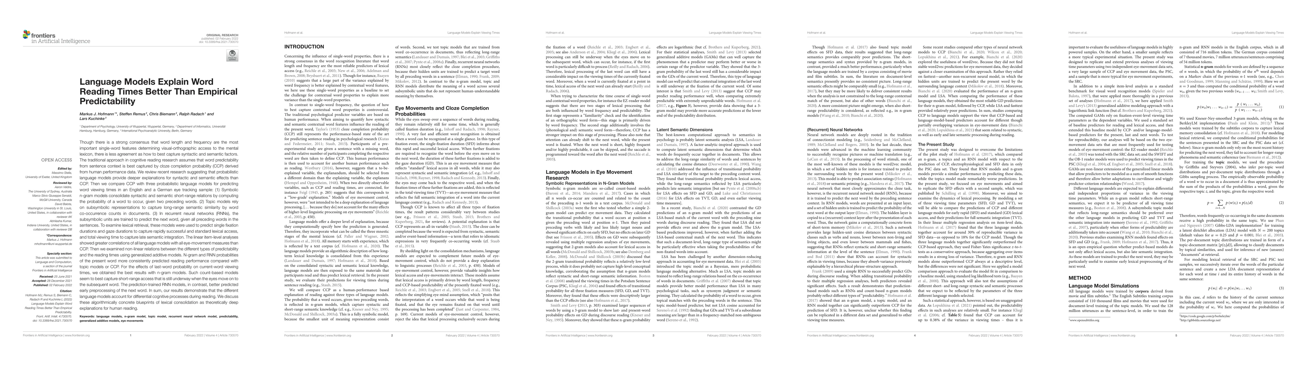 Thumbnail for Language Models Explain Word Reading Times Better Than Empirical
  Predictability