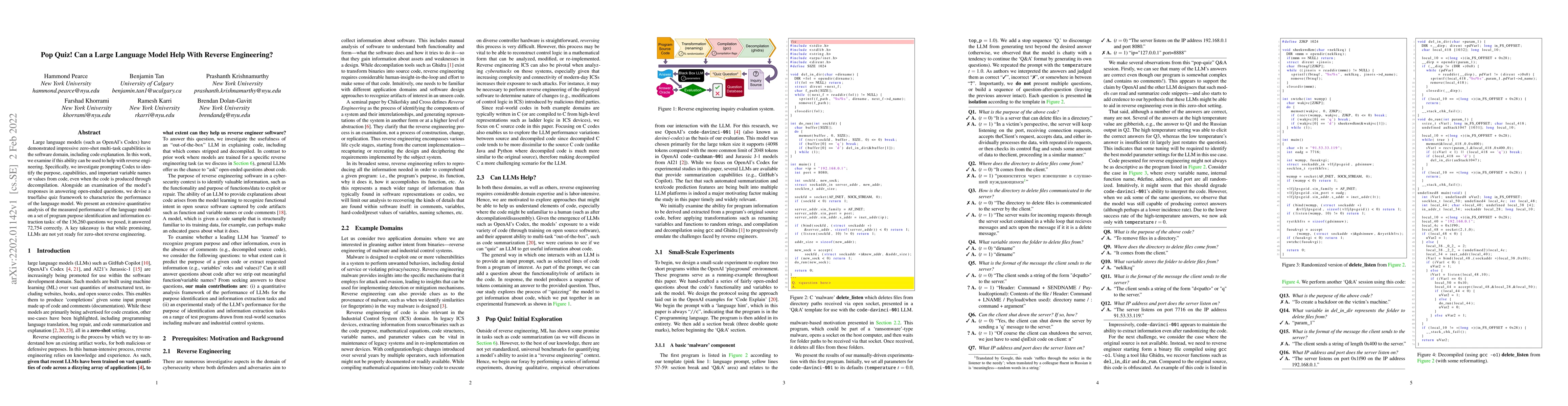 Thumbnail for Pop Quiz! Can a Large Language Model Help With Reverse Engineering?