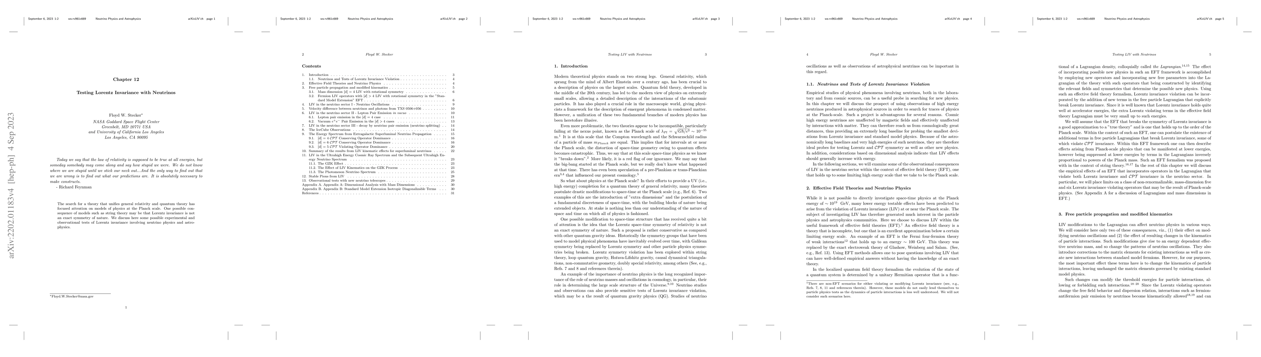 Thumbnail for Testing Lorentz Invariance with Neutrinos