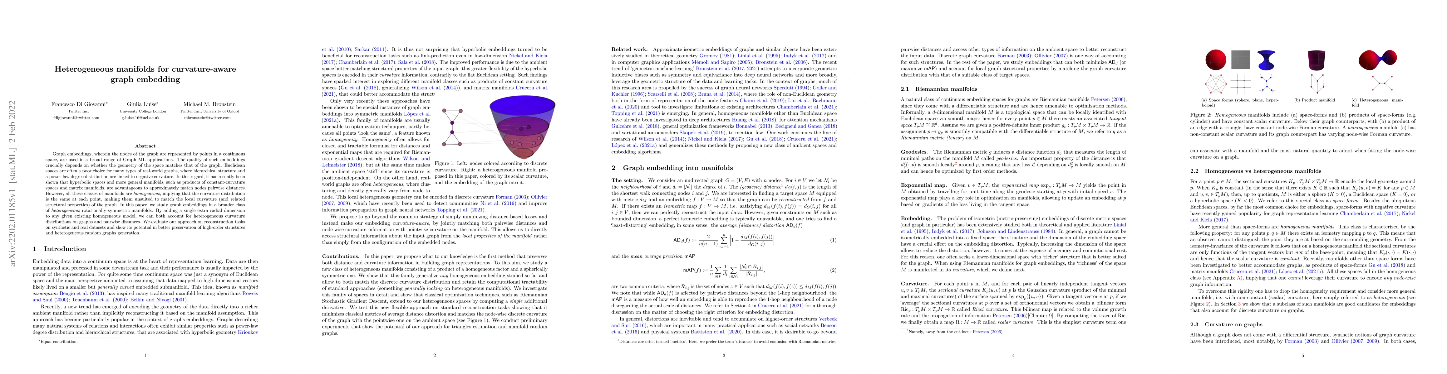 Thumbnail for Heterogeneous manifolds for curvature-aware graph embedding