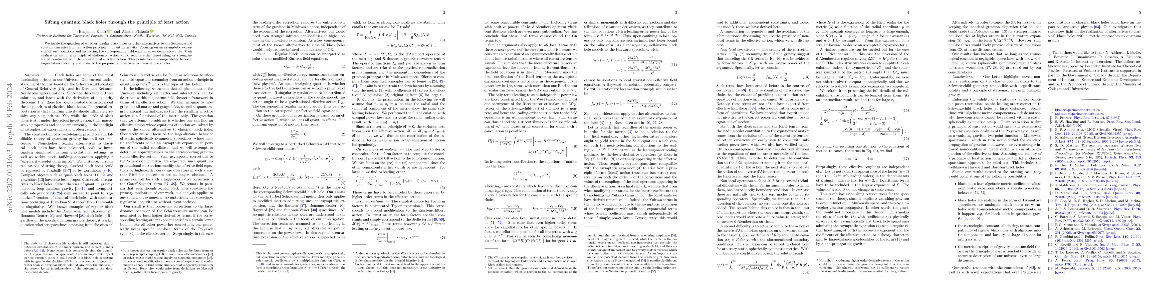 Thumbnail for Sifting quantum black holes through the principle of least action
