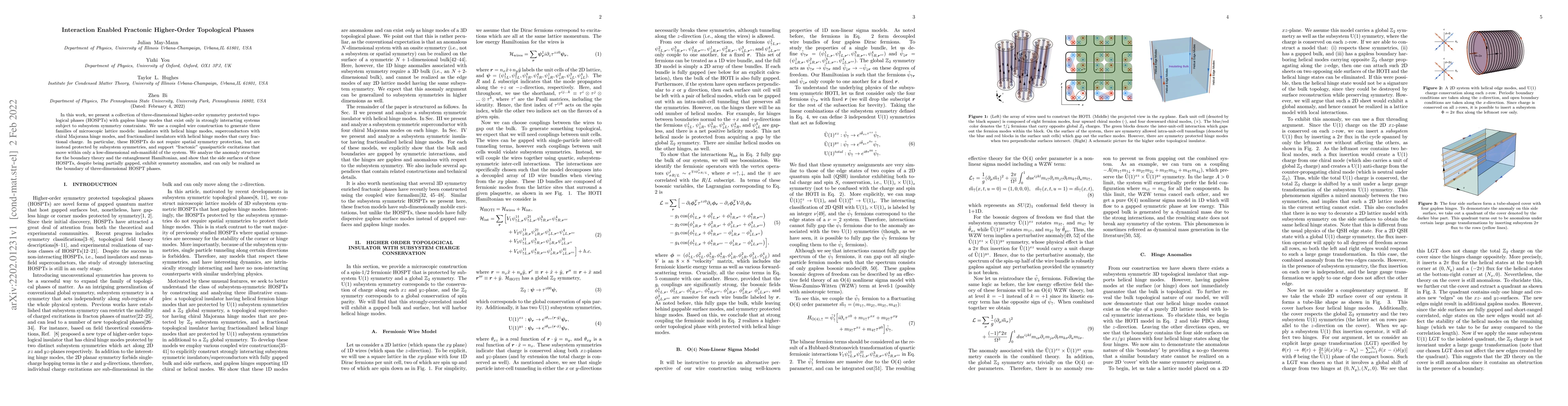 Thumbnail for Interaction Enabled Fractonic Higher-Order Topological Phases