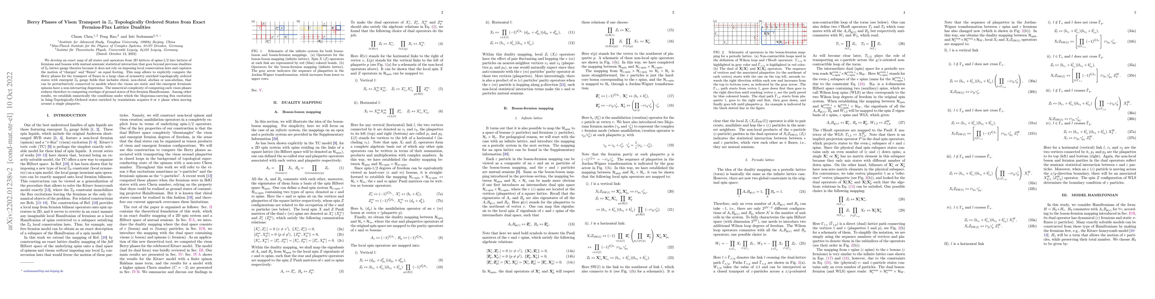 Thumbnail for Berry Phases of Vison Transport in $\mathbb{Z}_2$ Topologically Ordered
  States from Exact Fermion-Flux Lattice Dualities
