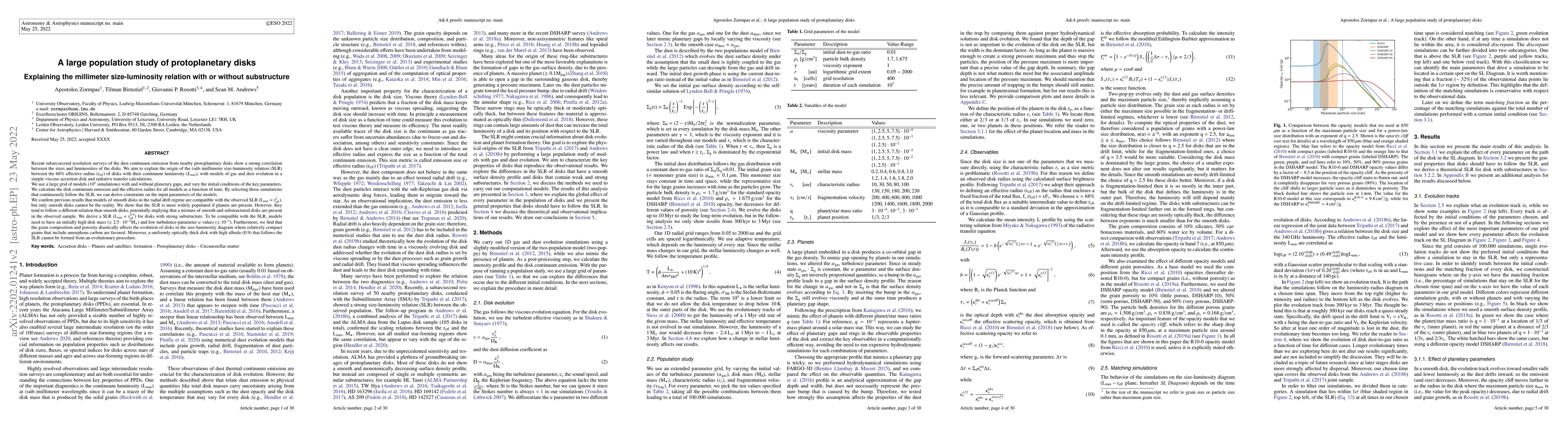 Thumbnail for A large population study of protoplanetary disks: Explaining the
  millimeter size-luminosity relation with or without sub-structure